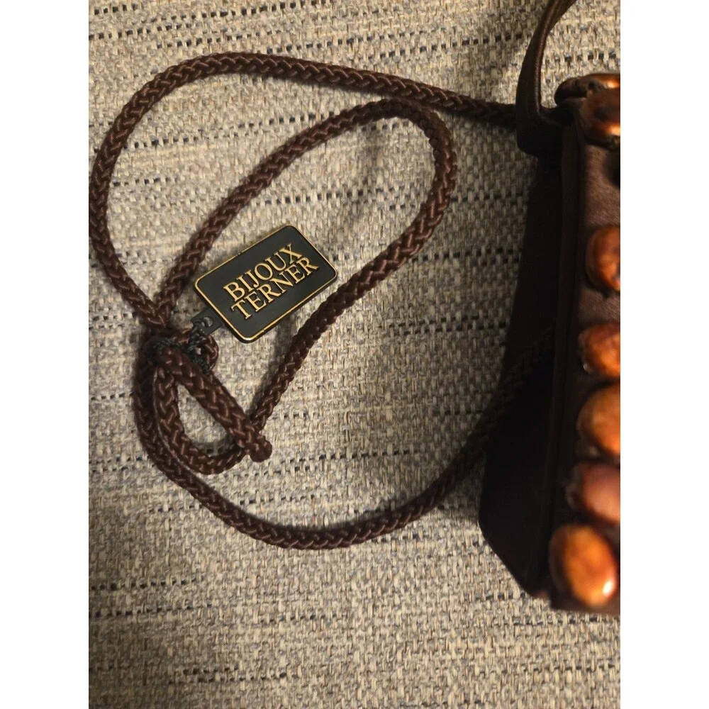 Bijoux Terner Brown Beaded Purse Handbag Evening Bag Vintage Style